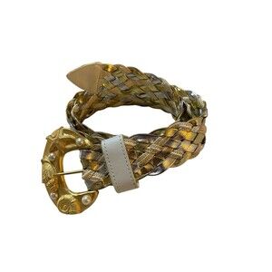 I.B. Diffusion Linda Waldorf Vintage Braided Metallic Seashell Statement Belt